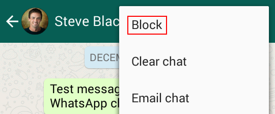 Blocking or unblocking a WhatsApp contact