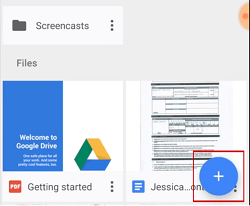 click plus icon to add files to Drive
