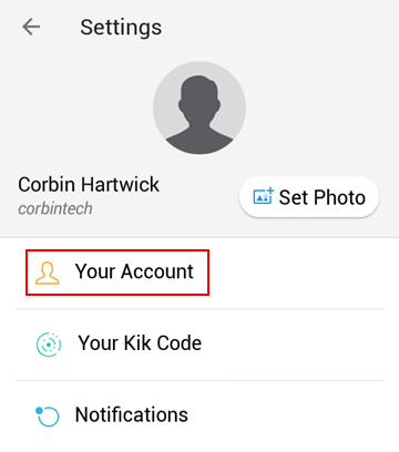 How to access your general Kik account settings