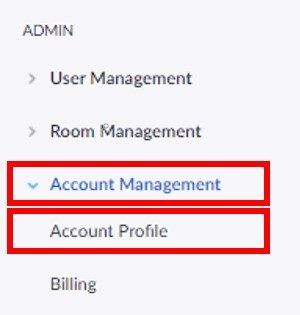 Account Management and Account Profile buttons