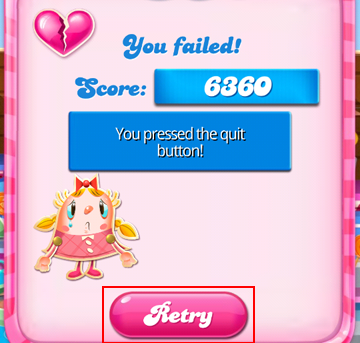 How to retry a level in Candy Crush Saga