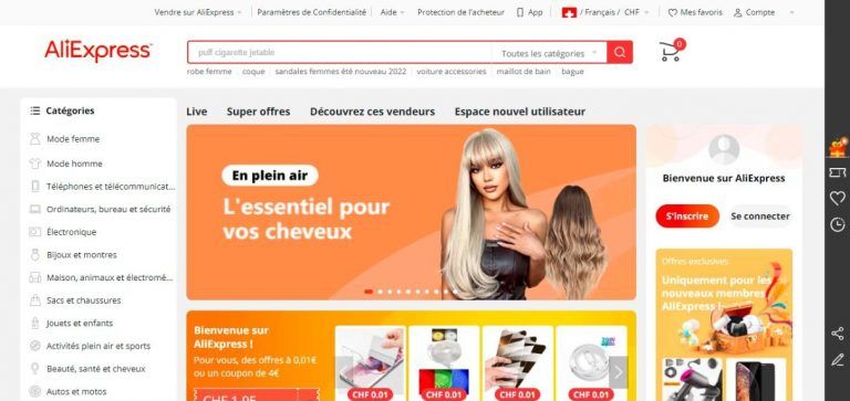 AliExpress French homepage