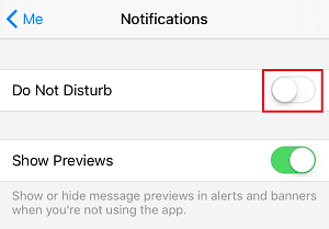 Enable Do Not Disturb toggle