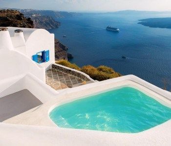 A Greek island villa listed on Booking.com