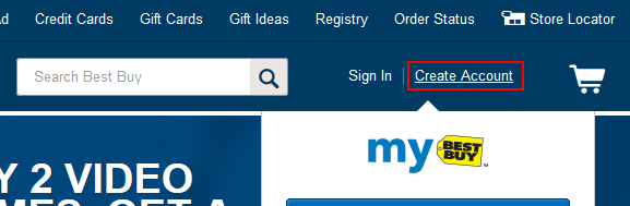Button for creating a BestBuy.com account