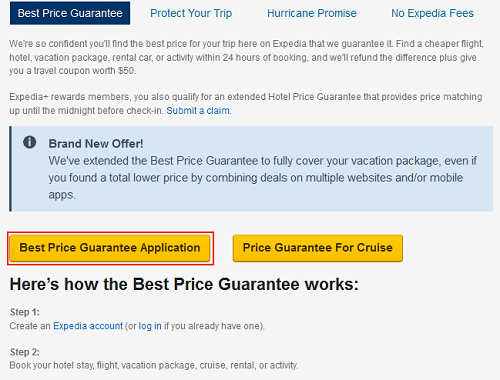 Application for Expedia Best Price Guarantee
