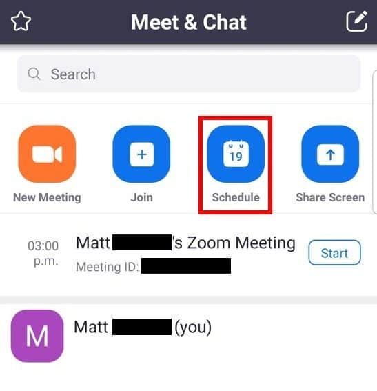 Android app screen with Schedule button