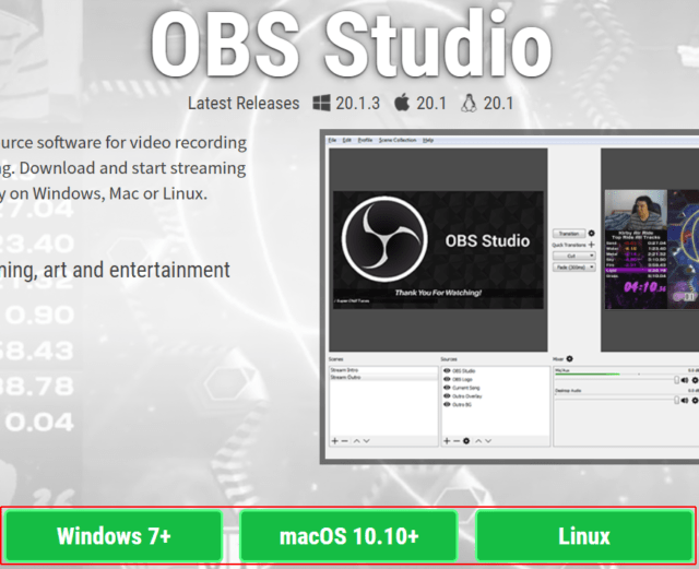 Downloading the OBS installer for different operating systems