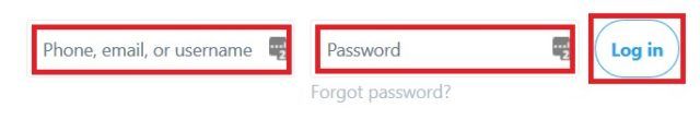 The form for logging into Twitter