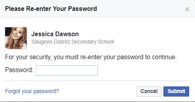 Re-enter Facebook password