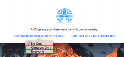 Airdrop-enabled device discoverable by