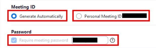 Schedule meeting select meeting ID or personal meeting ID