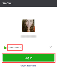 WeChat log in screen
