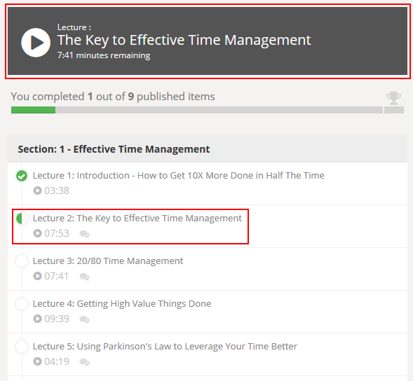Select a Udemy lecture to download from