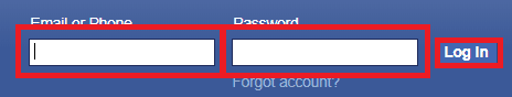 Signing into an account on Facebook