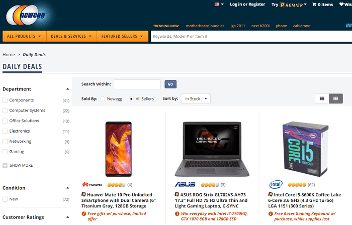 Newegg website