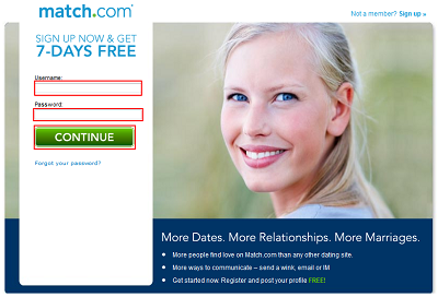 Sign up for Match.com for free