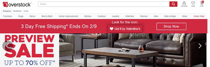 Overstock homepage