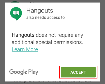 How to give Google Hangouts permissions on your device before installing it