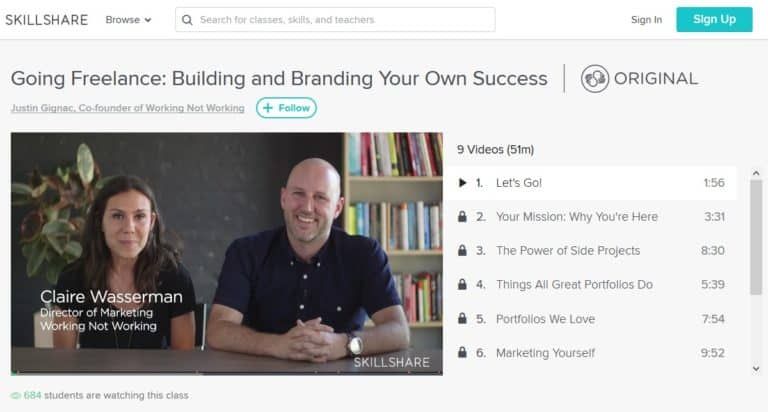 Screenshot of Skillshare.com
