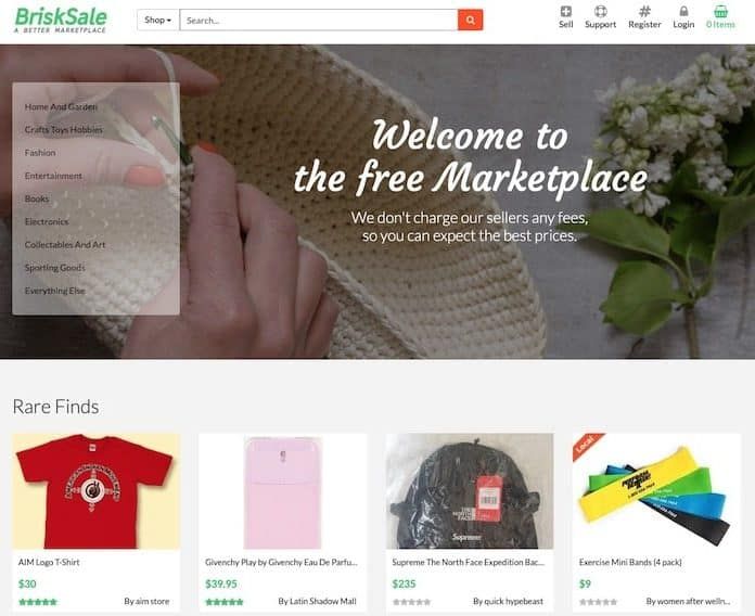 Brisksale homepage