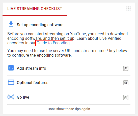 Checklist for live streaming on YouTube