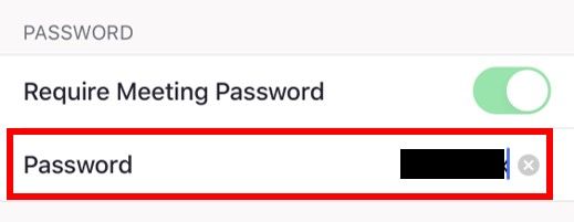 iOS schedule meeting set password