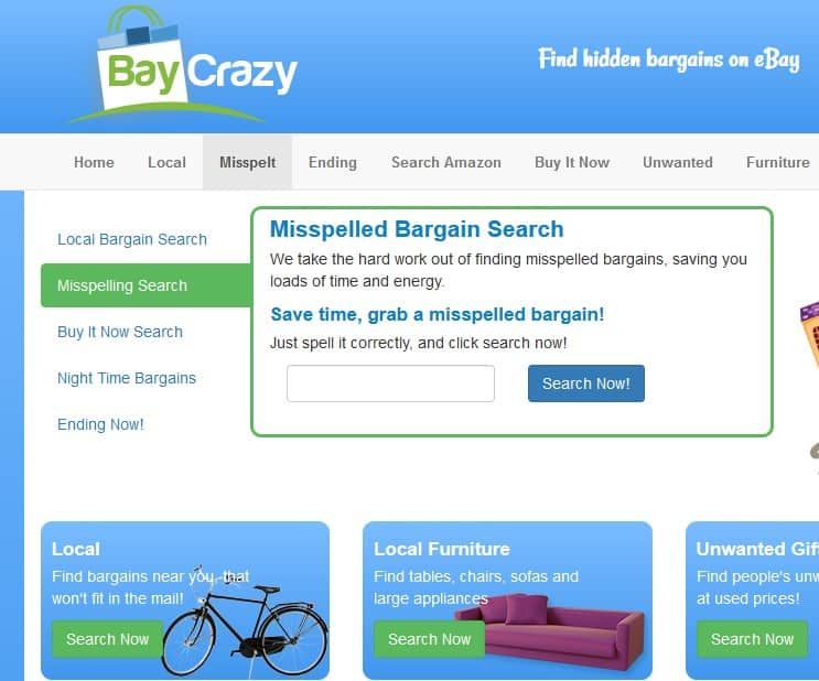 Screenshot of the website BayCrazy