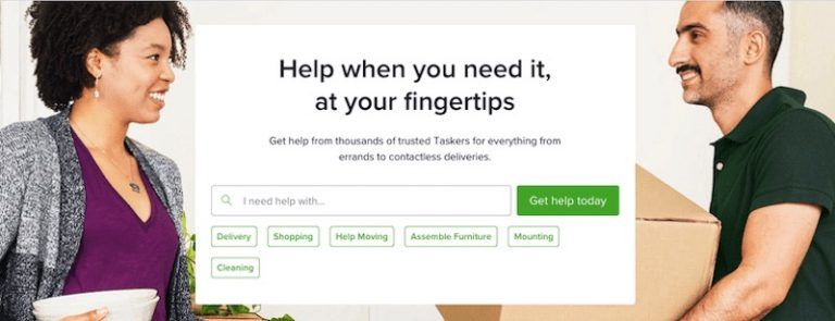 TaskRabbit homepage man and woman smiling at each other