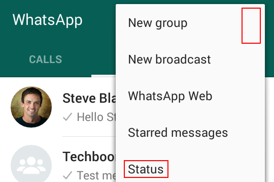 Viewing your WhatsApp status