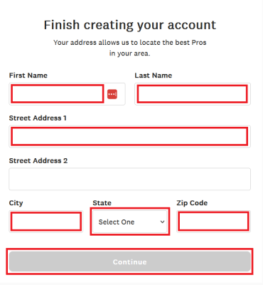 Input the details for your Angi account