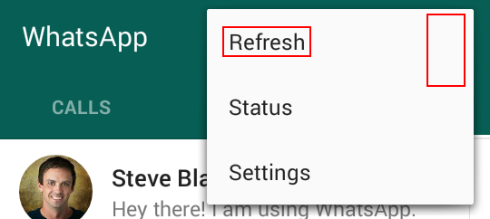 Refreshing your WhatsApp contacts list