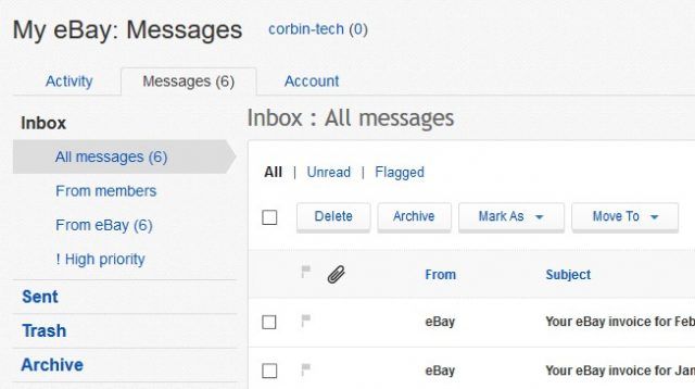 eBay's internal email system