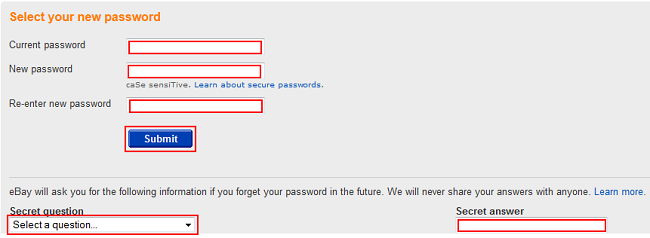 Change eBay password