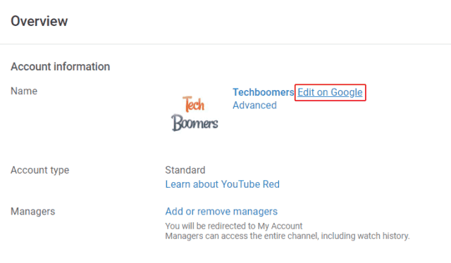 Edit user name on Google account