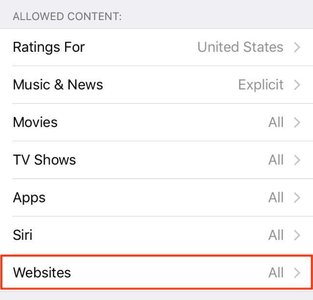 Limit websites that can be accessed by your iOS device