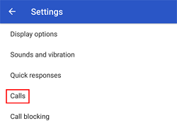 Call settings button