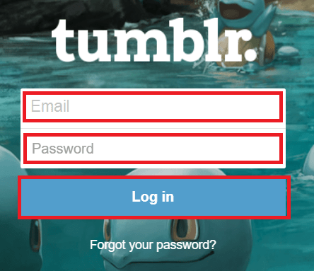 Signing into a Tumblr account