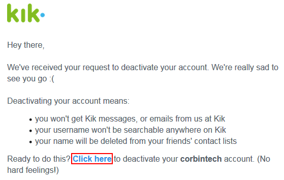 How to confirm your Kik account deletion