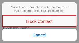 Block Contact button