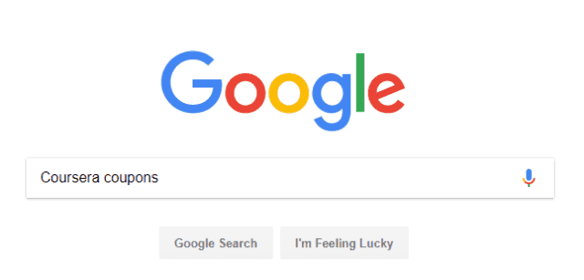 Conducting a Google Search for coupons for online learning websites