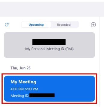 Meetings screen meeting button