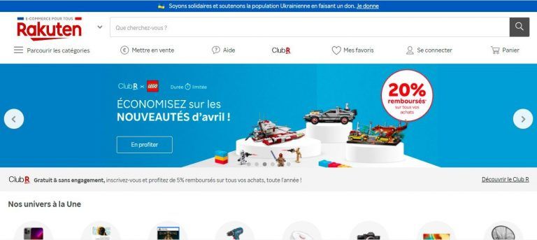 Rakuten France homepage