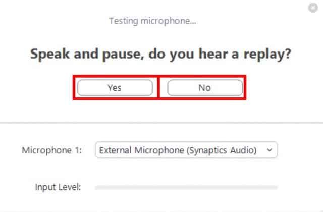 Test microphone by speaking
