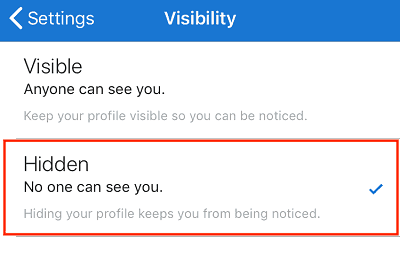 Hide profile from Match users