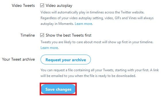 Save changes to settings