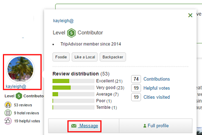 Send messages to other TripAdvisor users to learn even more information about places you are interested in