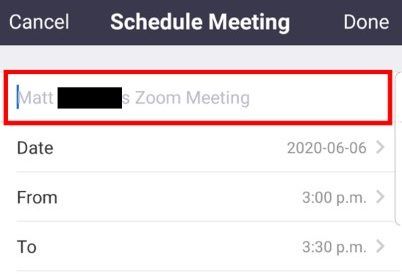 Android app screen with meeting title