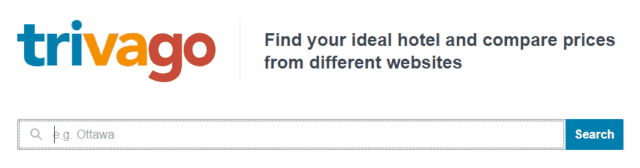 Screenshot of Trivago home page