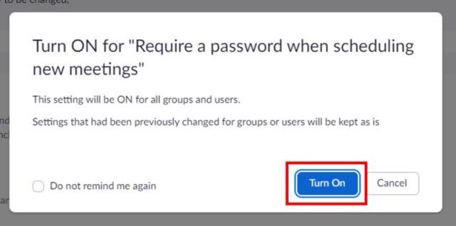 Enable password pop-up